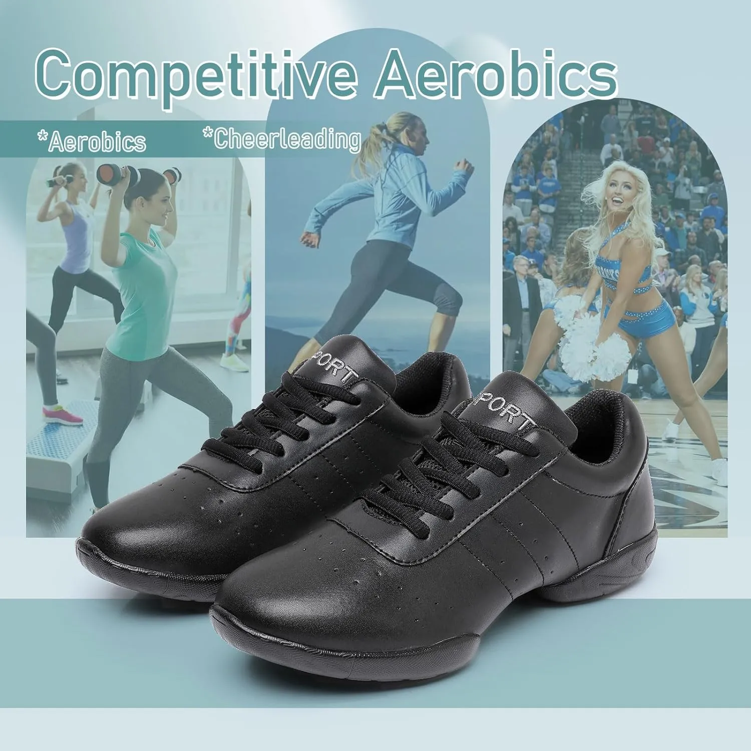 SWDZM Ballroom Salsa Practice Dance Sneakers Cheer Shoes for Women Cheerleading Athletic Dance Shoes