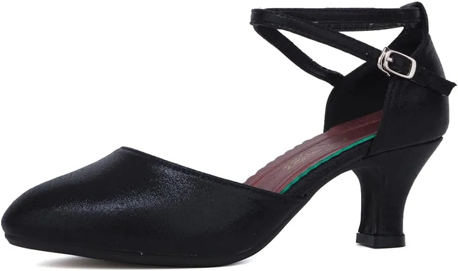 SWDZM Closed Toe Latin Ballroom Dance Shoes Women Salsa Bachata Dance Shoes Low Heel