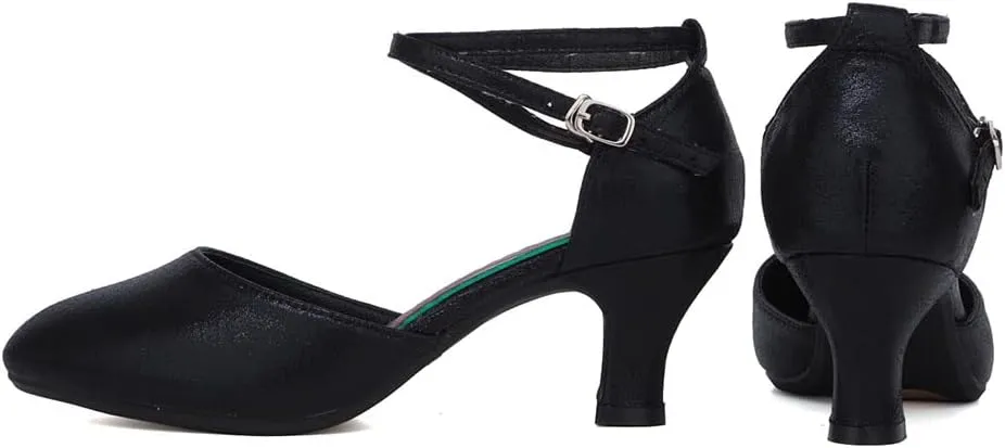 SWDZM Closed Toe Latin Ballroom Dance Shoes Women Salsa Bachata Dance Shoes Low Heel