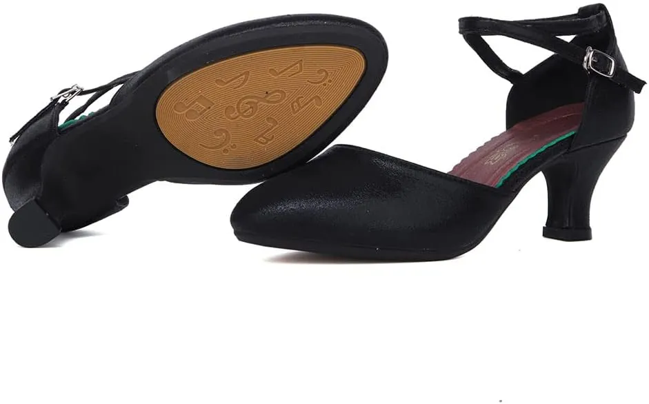 SWDZM Closed Toe Latin Ballroom Dance Shoes Women Salsa Bachata Dance Shoes Low Heel