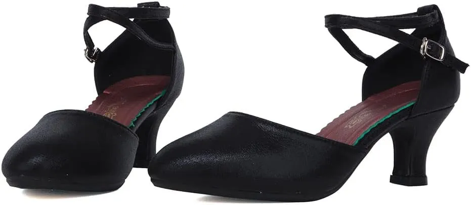 SWDZM Closed Toe Latin Ballroom Dance Shoes Women Salsa Bachata Dance Shoes Low Heel