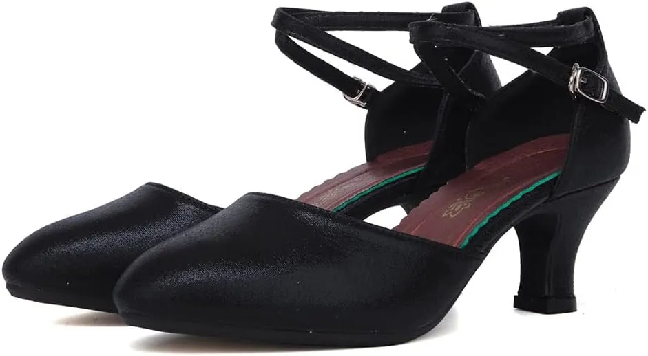 SWDZM Closed Toe Latin Ballroom Dance Shoes Women Salsa Bachata Dance Shoes Low Heel