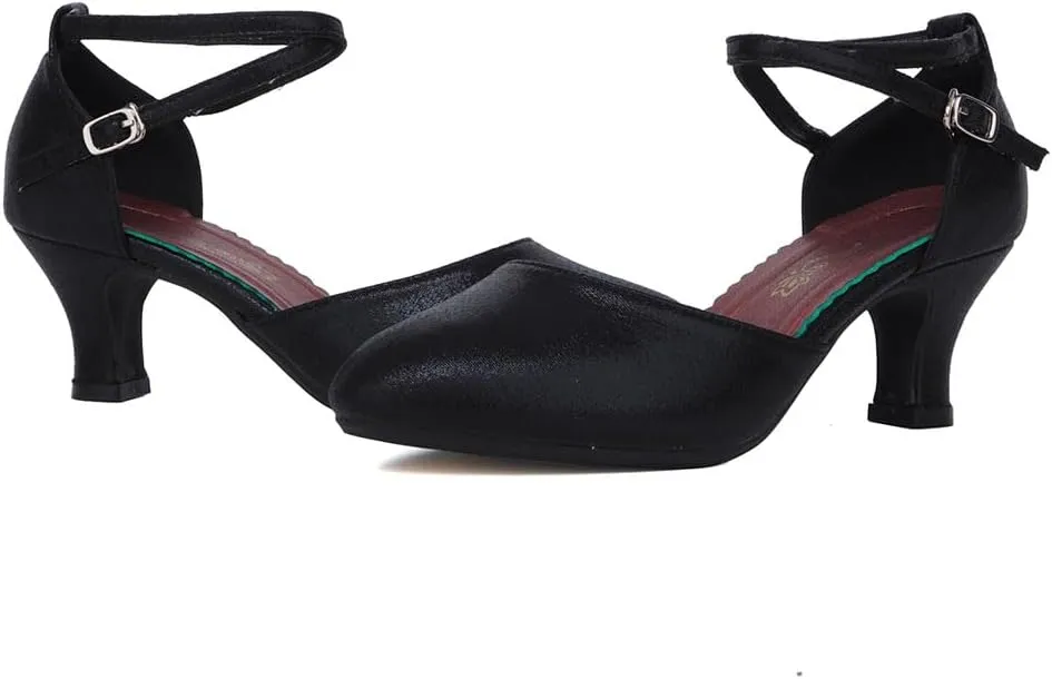 SWDZM Closed Toe Latin Ballroom Dance Shoes Women Salsa Bachata Dance Shoes Low Heel