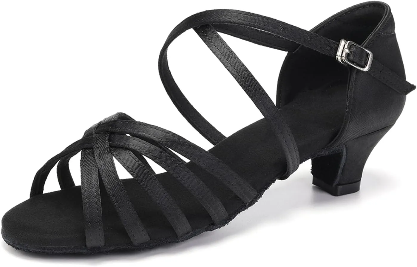SWDZM Girls Latin Dance Shoes Satin Suede Sole Ballroom Salsa Tango Professional Performance Practice Dance Shoes