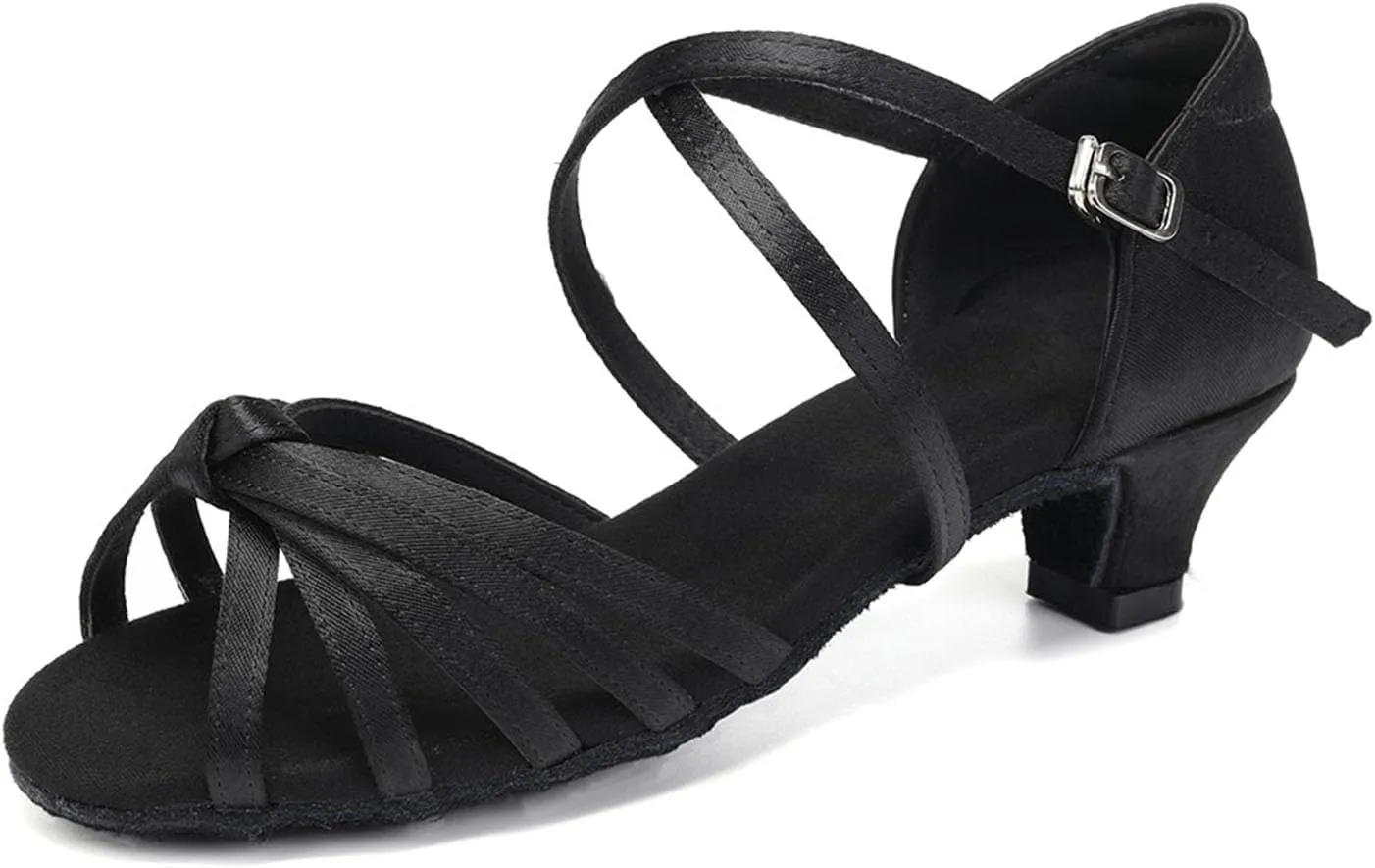 SWDZM Girls Latin Dance Shoes Satin Suede Sole Ballroom Salsa Tango Professional Performance Practice Dance Shoes