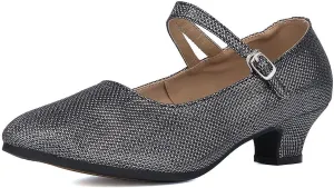 SWDZM Glitter Women Latin Dance Shoes Closed Toe Ballroom Salsa Tango Character Dancing Shoes