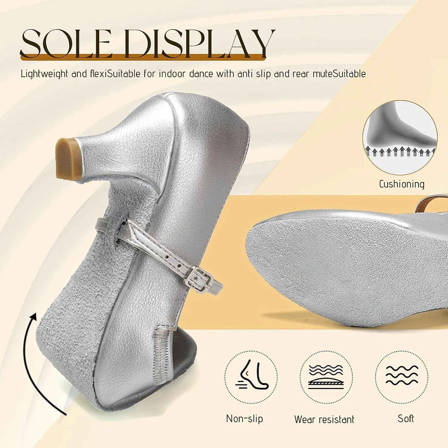 SWDZM Latin Ballroom Dance Shoes Women Closed Toe Character Tango Practice Dancing Shoes