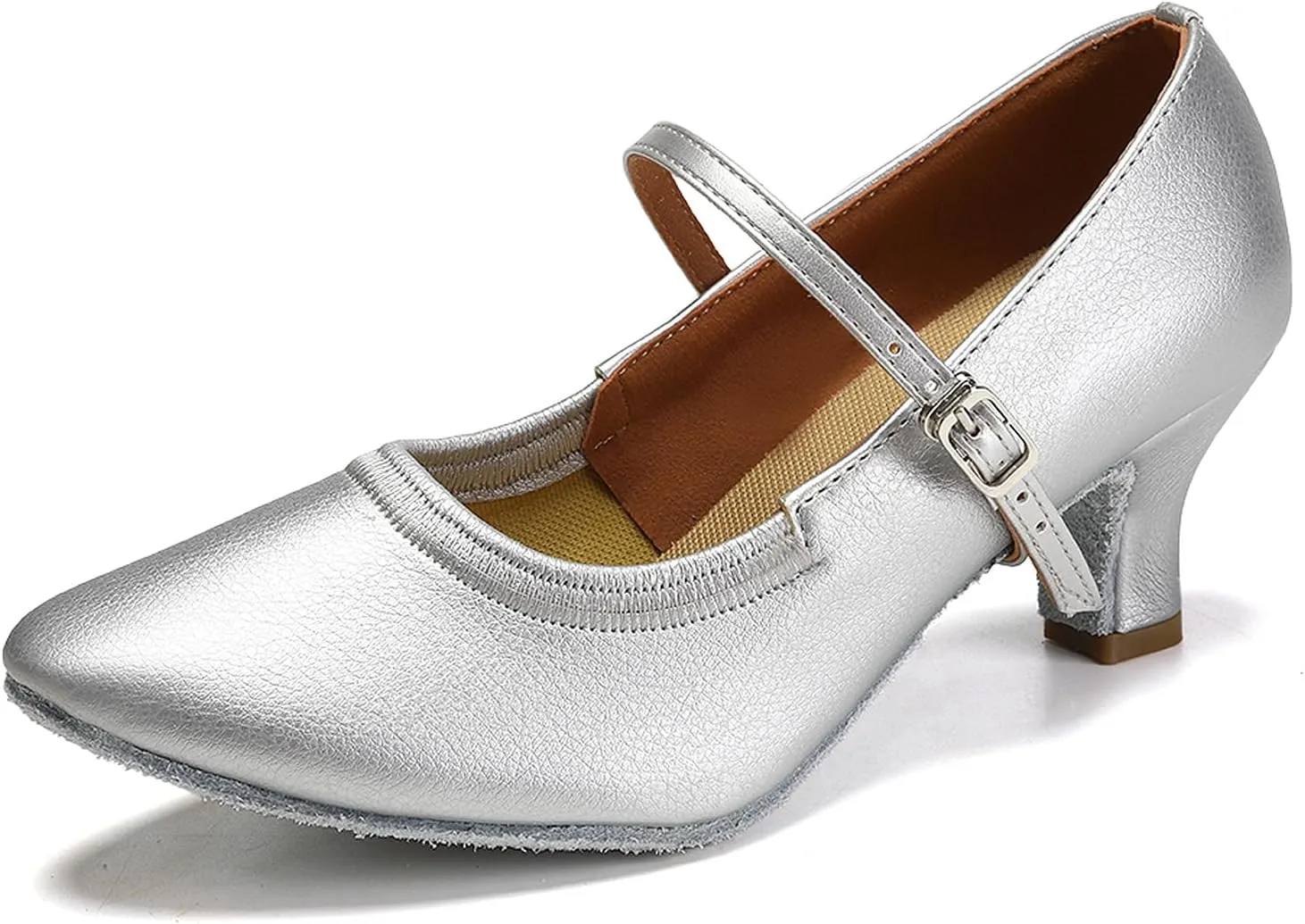 SWDZM Latin Ballroom Dance Shoes Women Closed Toe Character Tango Practice Dancing Shoes