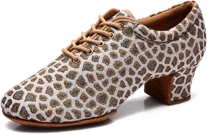 SWDZM Men&Women Ballroom Dance Shoes Low Heel Lace up Latin Salsa Practice Dancing Shoes