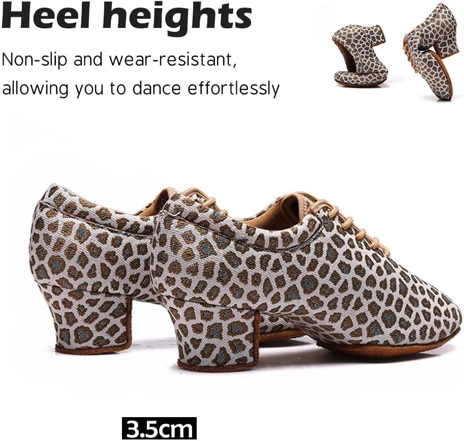 SWDZM Men&Women Ballroom Dance Shoes Low Heel Lace up Latin Salsa Practice Dancing Shoes
