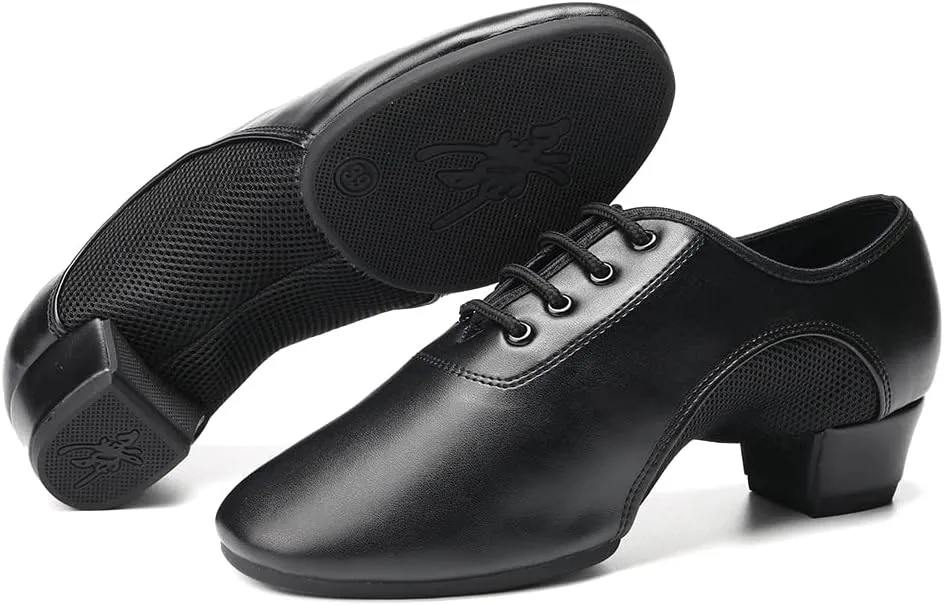 SWDZM Men&Women Ballroom Dance Shoes Low Heel Lace up Latin Salsa Practice Dancing Shoes
