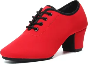SWDZM Men&Women Ballroom Dance Shoes Low Heel Lace up Latin Salsa Practice Dancing Shoes