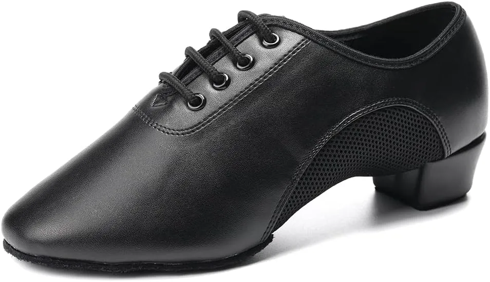 SWDZM Men&Women Ballroom Dance Shoes Low Heel Lace up Latin Salsa Practice Dancing Shoes