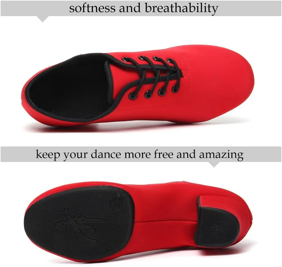 SWDZM Men&Women Ballroom Dance Shoes Low Heel Lace up Latin Salsa Practice Dancing Shoes