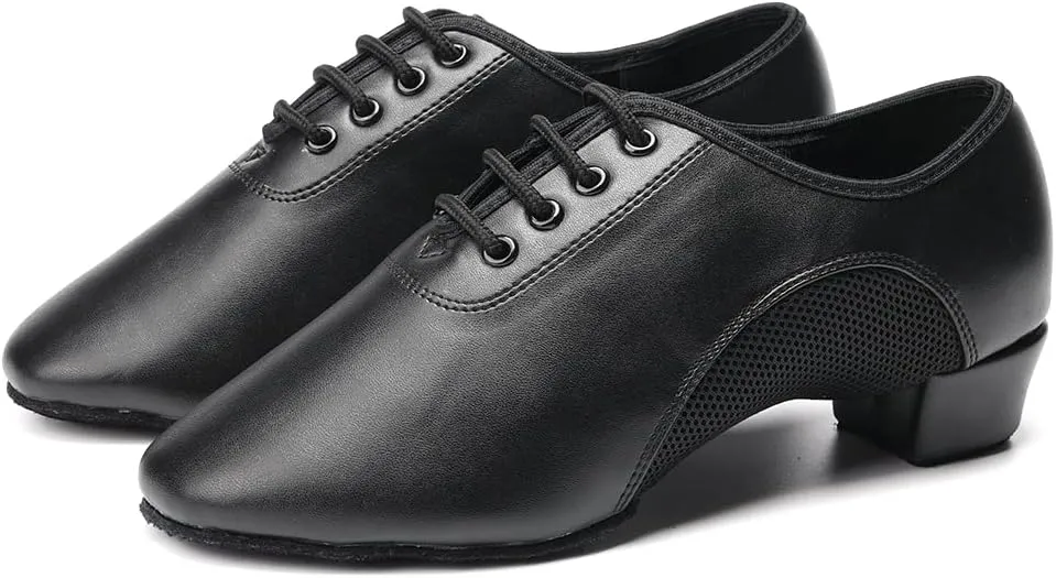 SWDZM Men&Women Ballroom Dance Shoes Low Heel Lace up Latin Salsa Practice Dancing Shoes