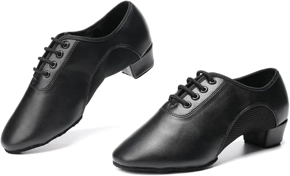SWDZM Men&Women Ballroom Dance Shoes Low Heel Lace up Latin Salsa Practice Dancing Shoes