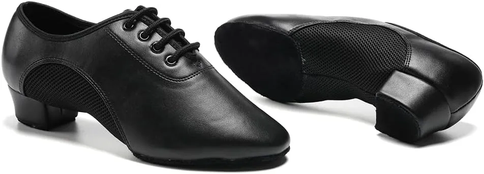 SWDZM Men&Women Ballroom Dance Shoes Low Heel Lace up Latin Salsa Practice Dancing Shoes