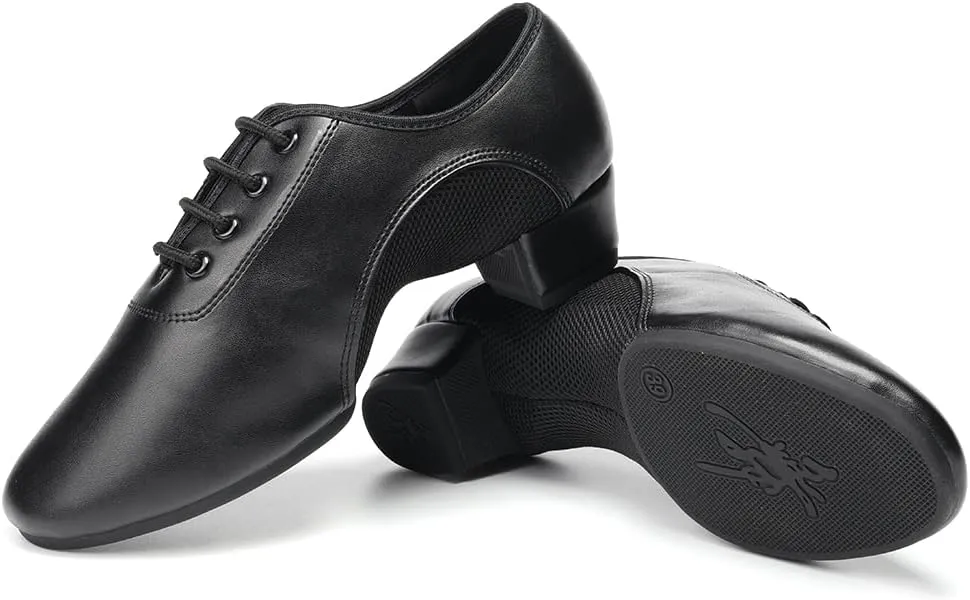 SWDZM Men&Women Ballroom Dance Shoes Low Heel Lace up Latin Salsa Practice Dancing Shoes