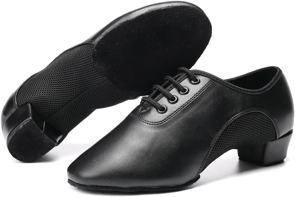 SWDZM Men&Women Ballroom Dance Shoes Low Heel Lace up Latin Salsa Practice Dancing Shoes
