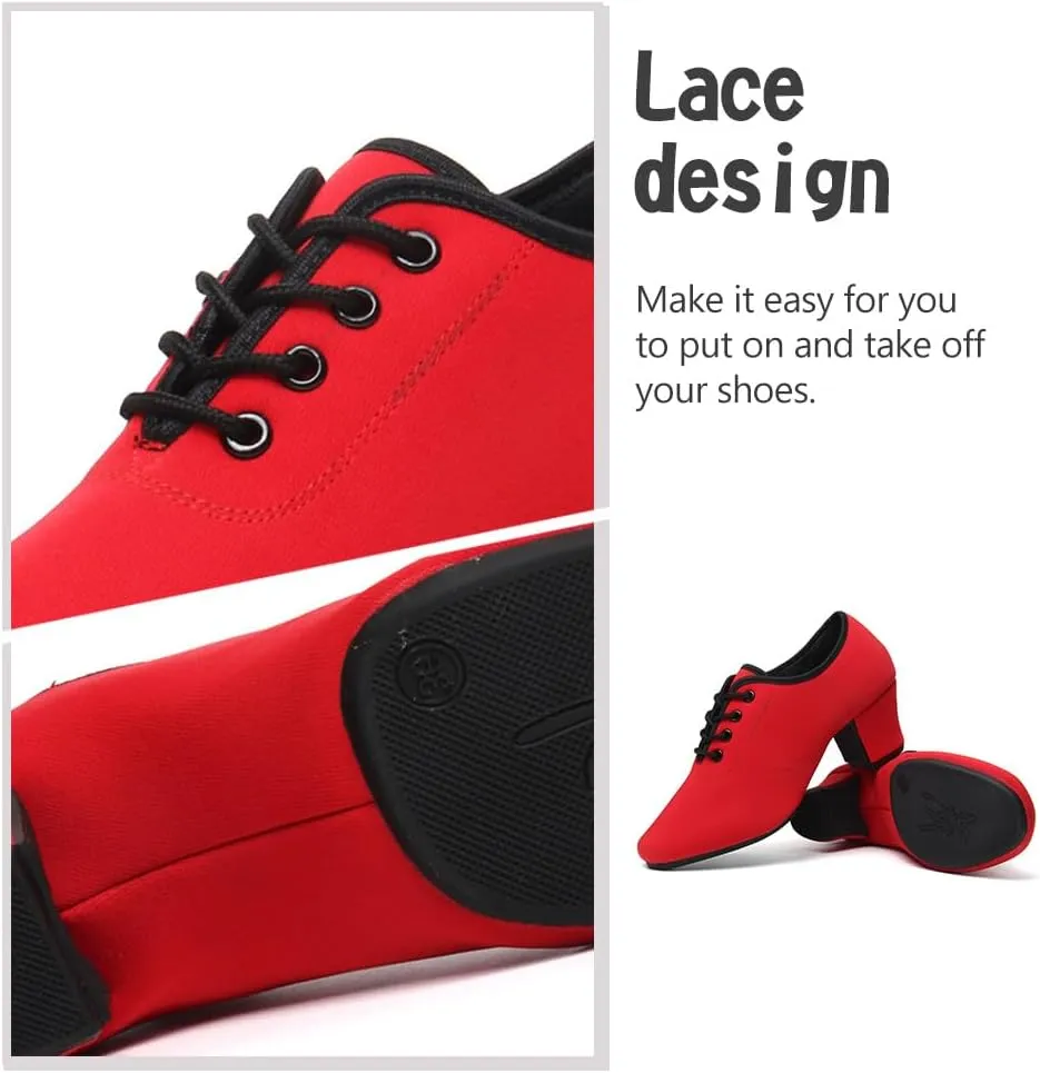 SWDZM Men&Women Ballroom Dance Shoes Low Heel Lace up Latin Salsa Practice Dancing Shoes
