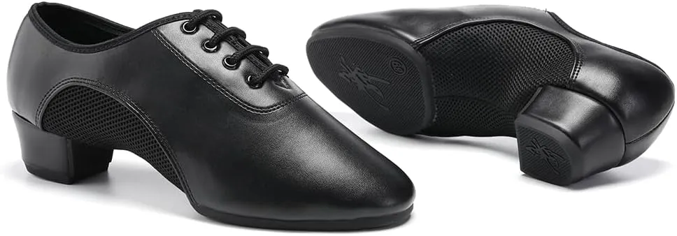 SWDZM Men&Women Ballroom Dance Shoes Low Heel Lace up Latin Salsa Practice Dancing Shoes