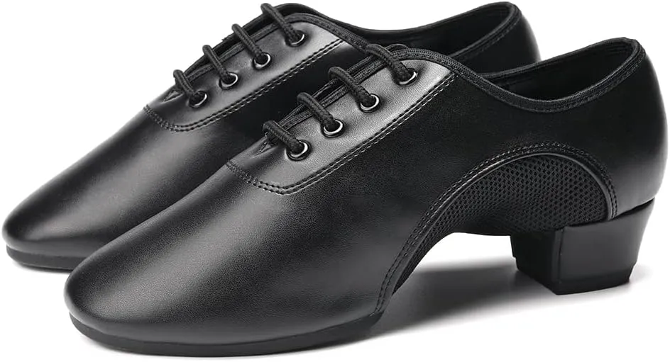 SWDZM Men&Women Ballroom Dance Shoes Low Heel Lace up Latin Salsa Practice Dancing Shoes