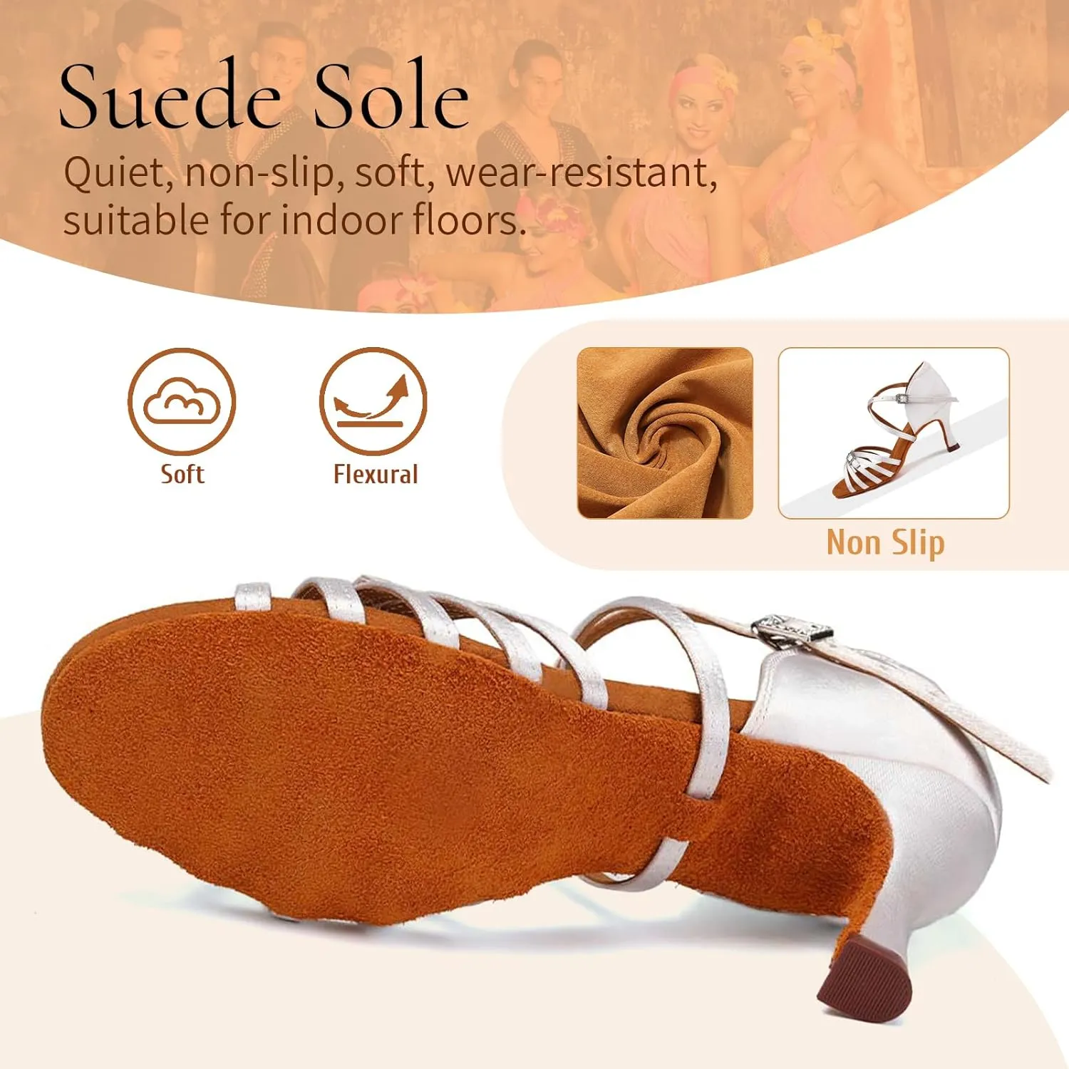 SWDZM Womens Latin Dance Shoes Satin Professional Ballroom Salsa Bachata Performance Practice Dancing Shoes