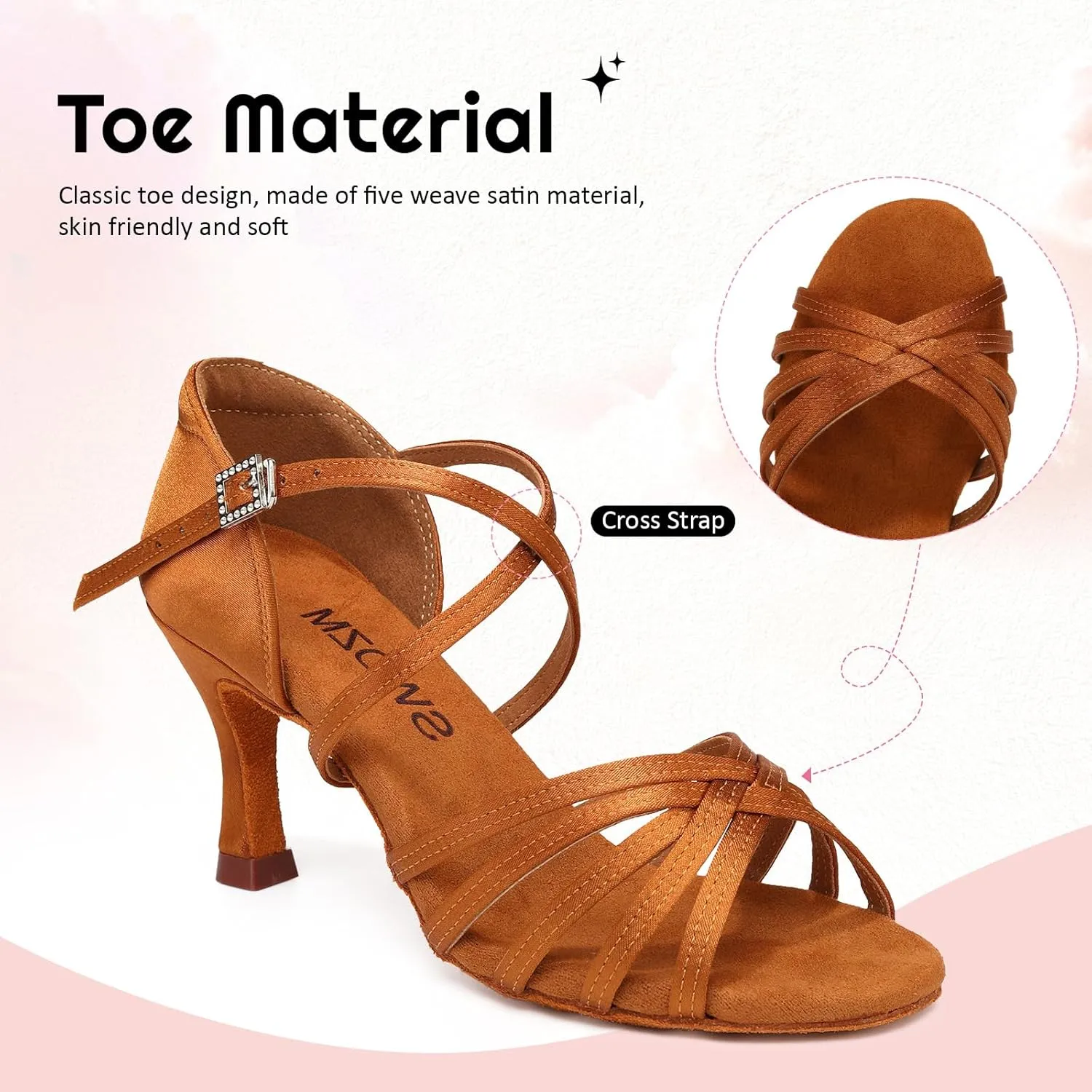 SWDZM Women's Satin Latin Dance Shoes Ballroom Salsa Waltz Performance Practice Dancing Shoes