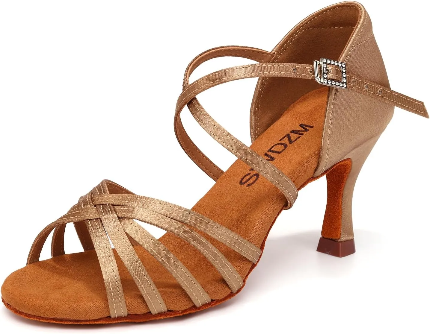 SWDZM Women's Satin Latin Dance Shoes Ballroom Salsa Waltz Performance Practice Dancing Shoes