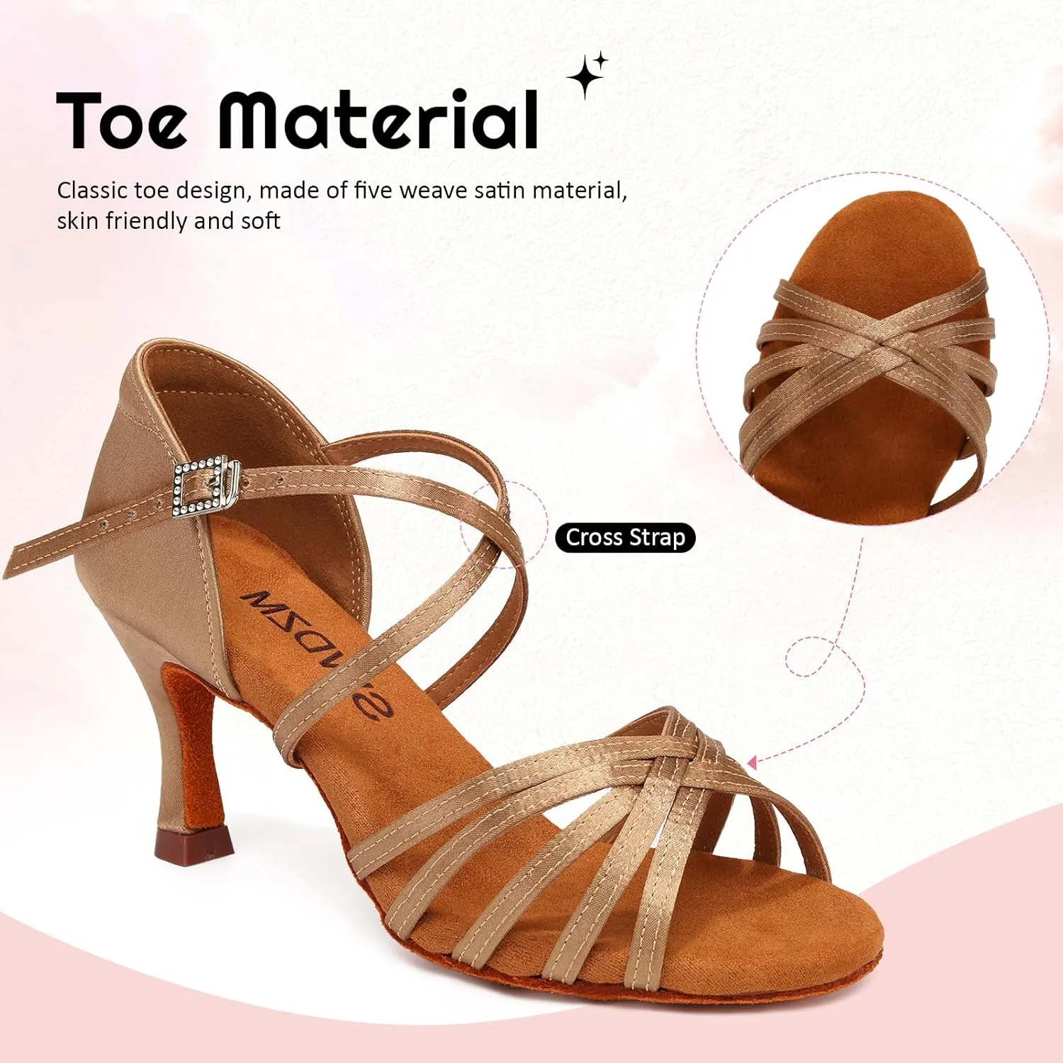 SWDZM Women's Satin Latin Dance Shoes Ballroom Salsa Waltz Performance Practice Dancing Shoes