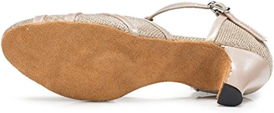 TDA Women's T-Strap Glitter Synthetic Salsa Tango Ballroom Latin Party Dance Shoes