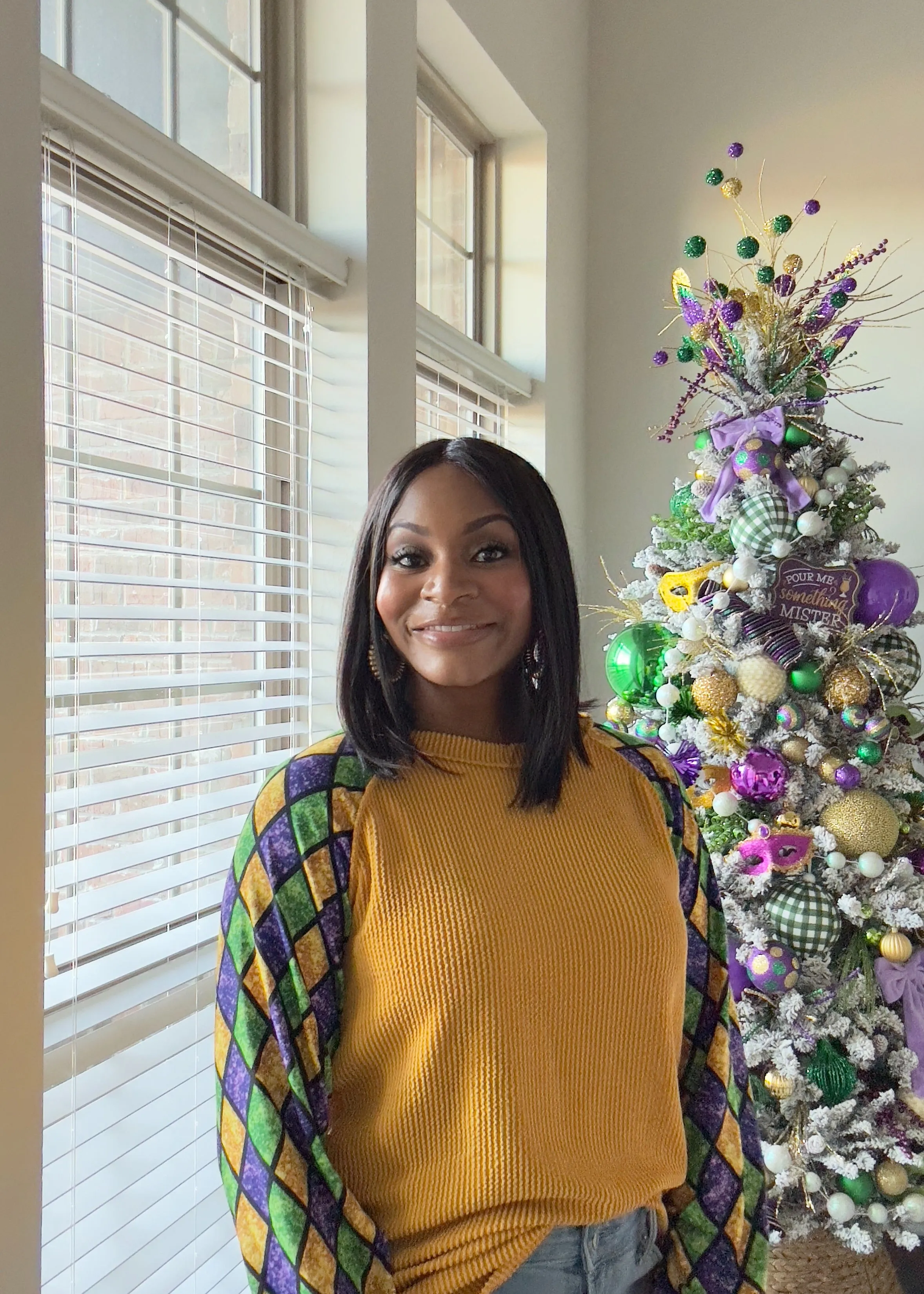 The Ribbed   Long Sleeve Mardi Gras Top