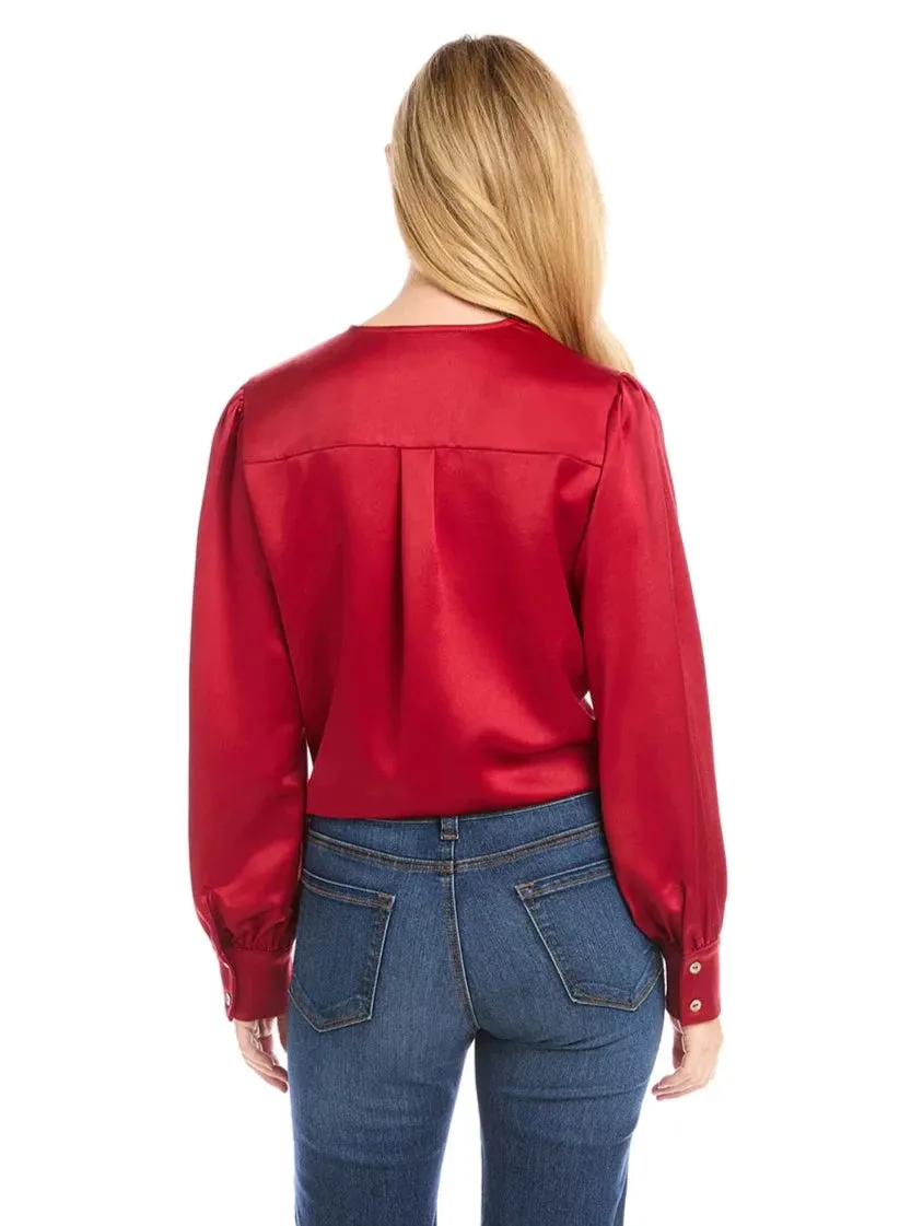 Tie Front Blouse BB [Red-4L68117]