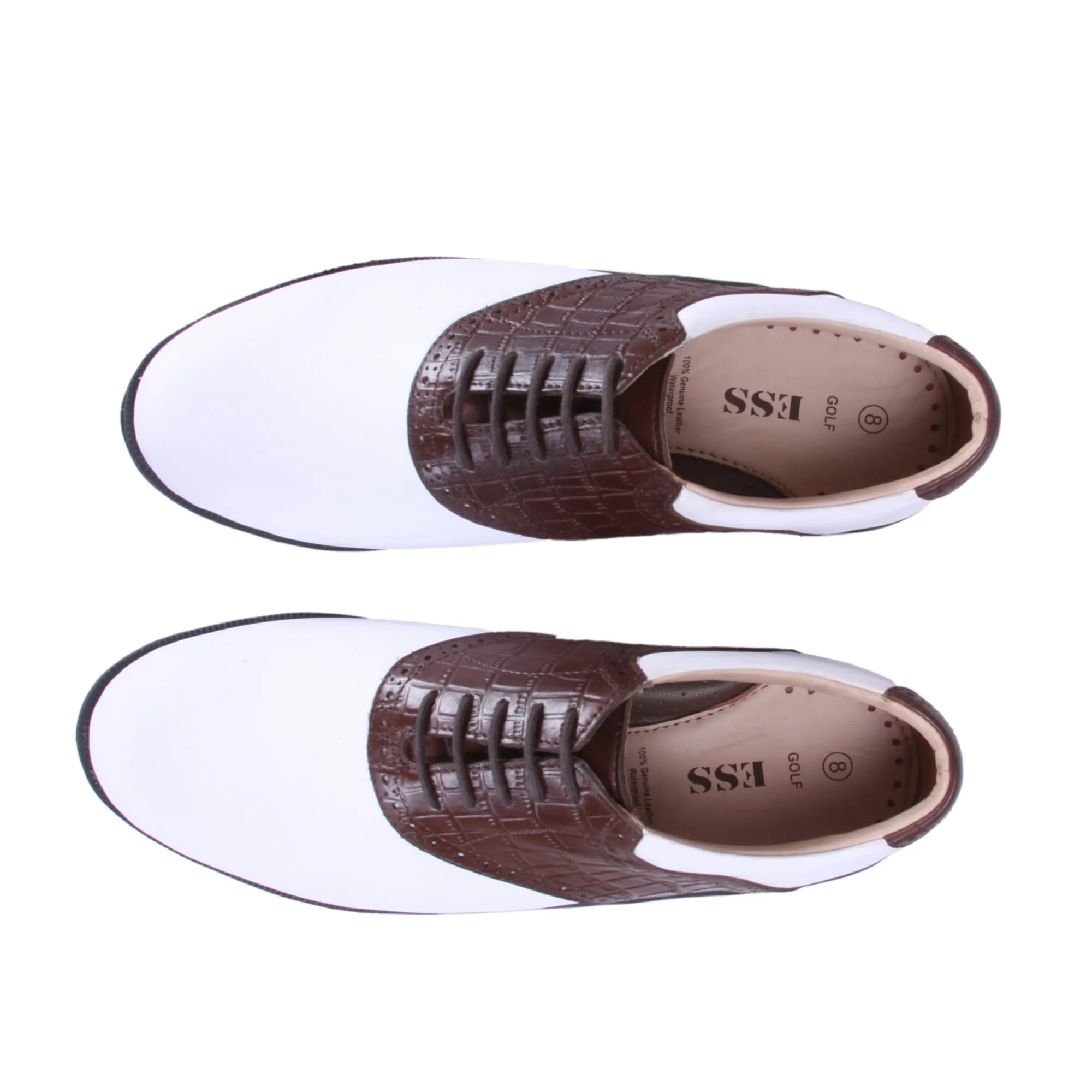 Tiger White & Brown Golf Shoes