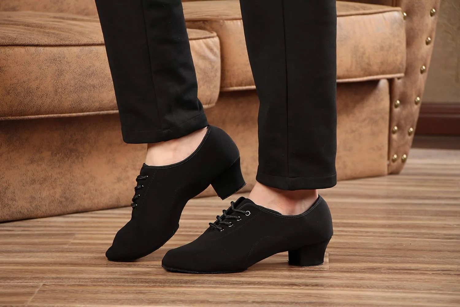 TINRYMX Women Latin Dance Practice Shoes Lace up with Closed Toe Modern Jazz Teaching Oxford Dance Shoes Low Heel,WZSP-NJB