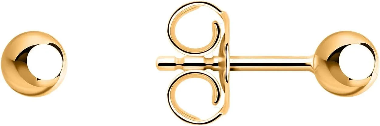 Tiny 14K Gold Plated Sterling Silver Stud Earrings for Women - Minimalist Heart, Ball, butterfly, crown, pow, snake Stud Earrings.