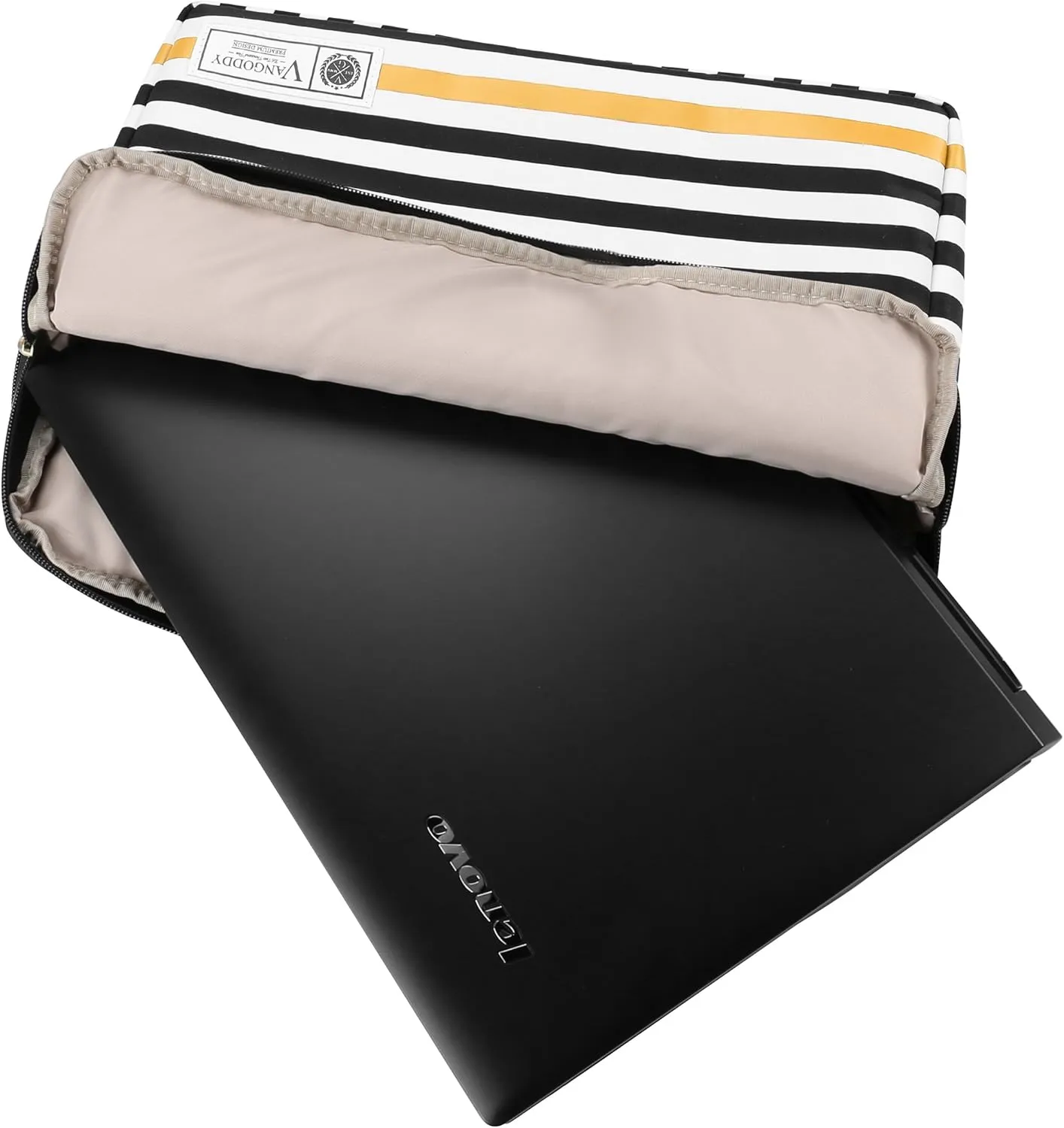 Vangoddy ABEL 11.6 inch Laptop Tablet Sleeve Black White Accent Stripe Pattern D