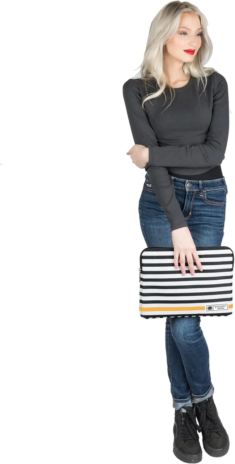 Vangoddy ABEL 11.6 inch Laptop Tablet Sleeve Black White Accent Stripe Pattern D