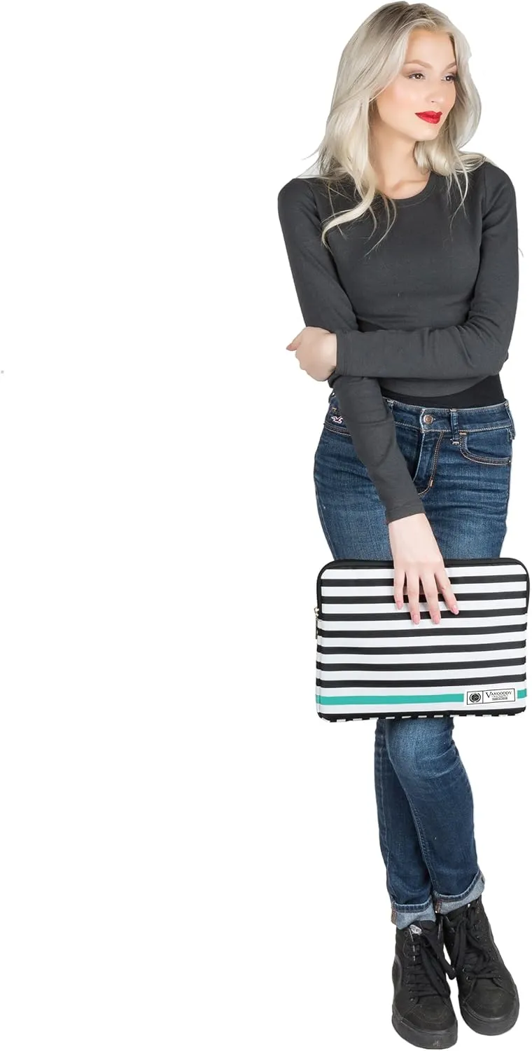 Vangoddy Hogan 11.6 inch Laptop Tablet Sleeve Black White Accent Stripe Pattern