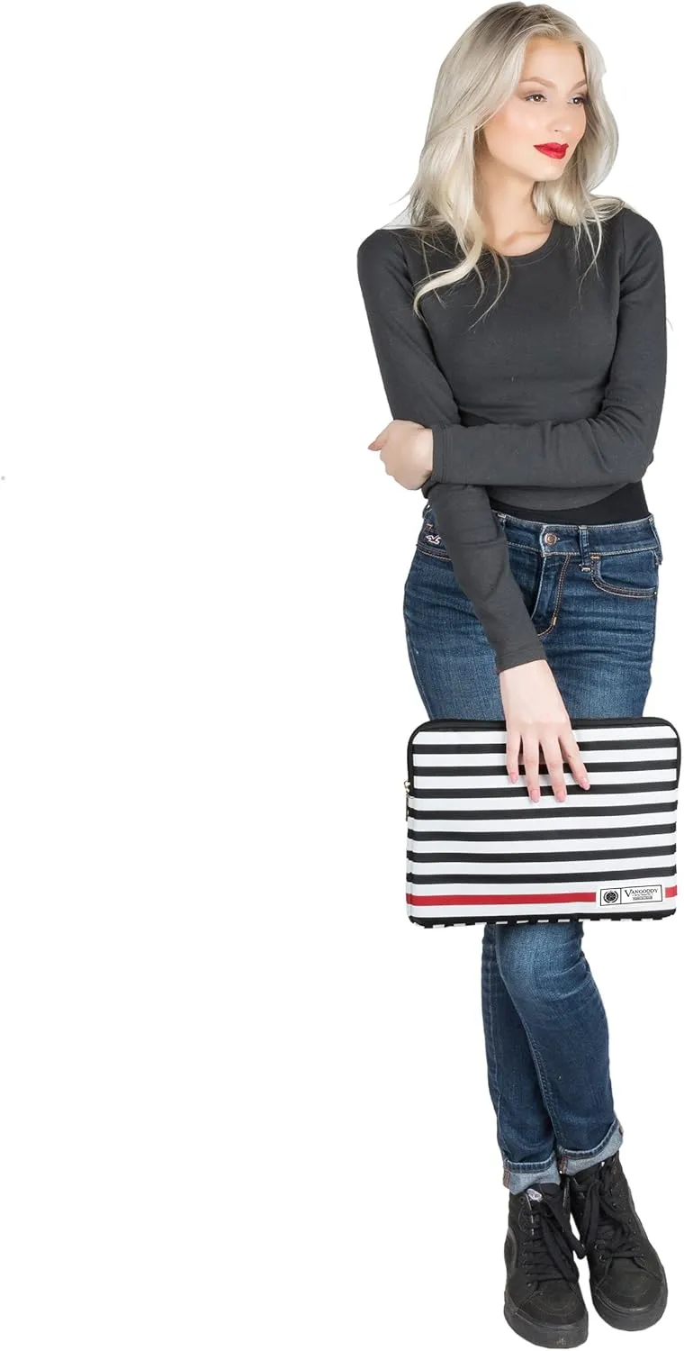Vangoddy Luxe Collection 11.6 inch Laptop Tablet Sleeve Black White Accent Strip