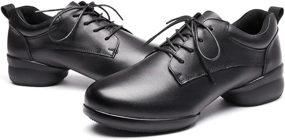 VEACAM Men's Dance Shoes, Leather Ballroom Tango Salsa Shoe Breathable Lace-Up Latin Dancing Walking Party Shoes for Men