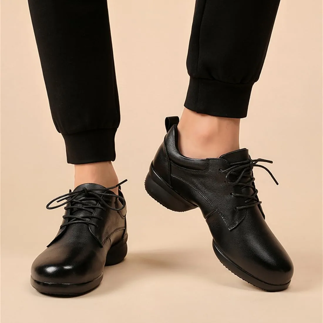 VEACAM Men's Dance Shoes, Leather Ballroom Tango Salsa Shoe Breathable Lace-Up Latin Dancing Walking Party Shoes for Men