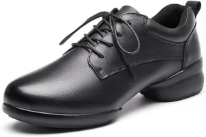 VEACAM Men's Dance Shoes, Leather Ballroom Tango Salsa Shoe Breathable Lace-Up Latin Dancing Walking Party Shoes for Men