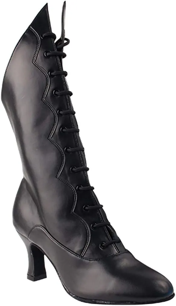 Very Fine Dance Shoes - Ladies Dance Boots Ballroom Dance Shoes - SERACANCAN - 2.5-inch Heel and Foldable Brush Bundle - Black Leather - 8.5