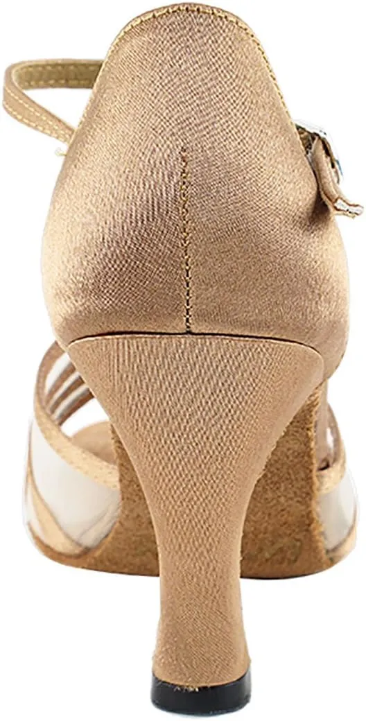 Very Fine Dance Shoes - Ladies Latin, Rhythm, Salsa, Waltz, Wedding Dance Shoes - 1692-2.5-inch Heel and Foldable Brush Bundle