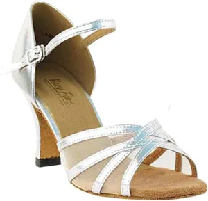 Very Fine Women's Ballroom Dance Shoes Tango Wedding Salsa Dance Shoes Silver Leather & Flesh Mesh 6027EB Comfortable Dance Shoes 2.5" Heel 8.5 M US [Bundle of 5]