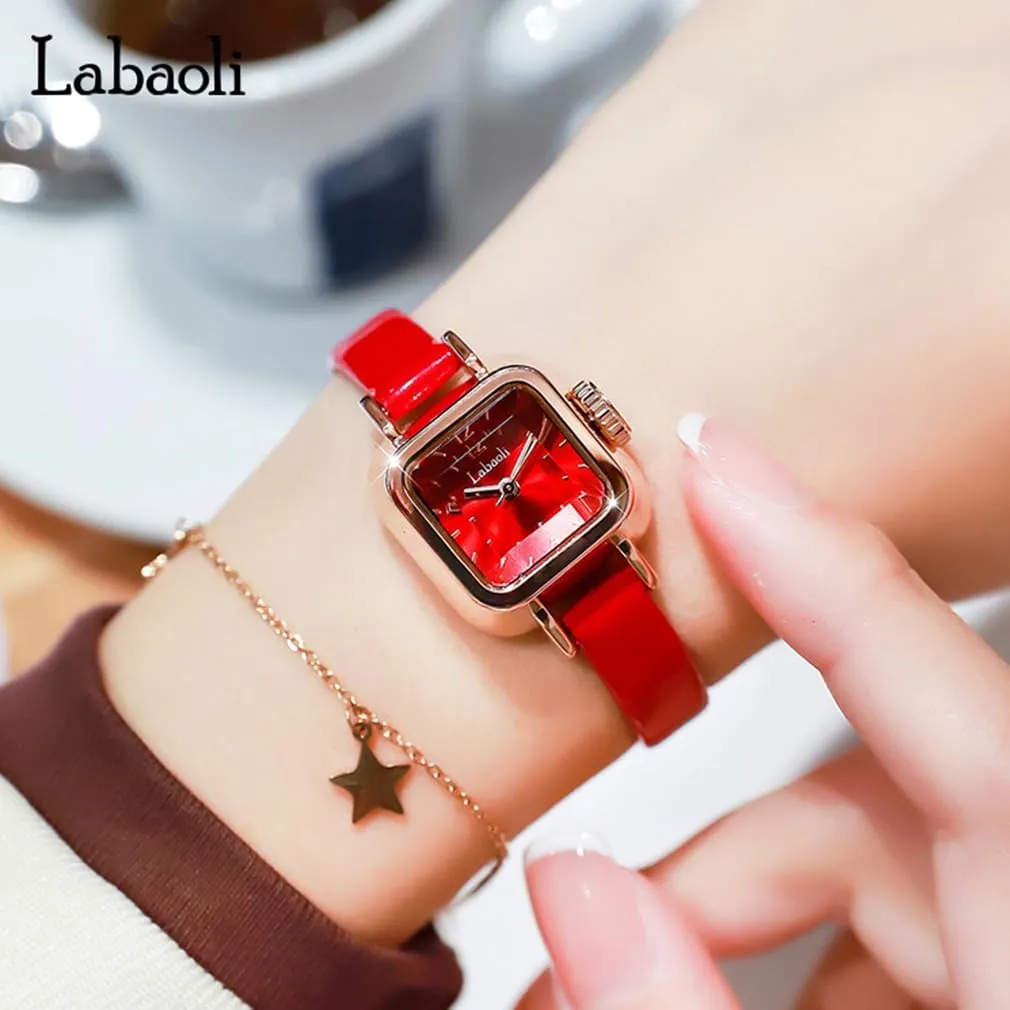 Watches for Women Diamond Square Leather Band Fashion Small Slim Light Dress Casual Simple Ladies Female Wife Girls Gifts Luxury Brown Wrist Watch