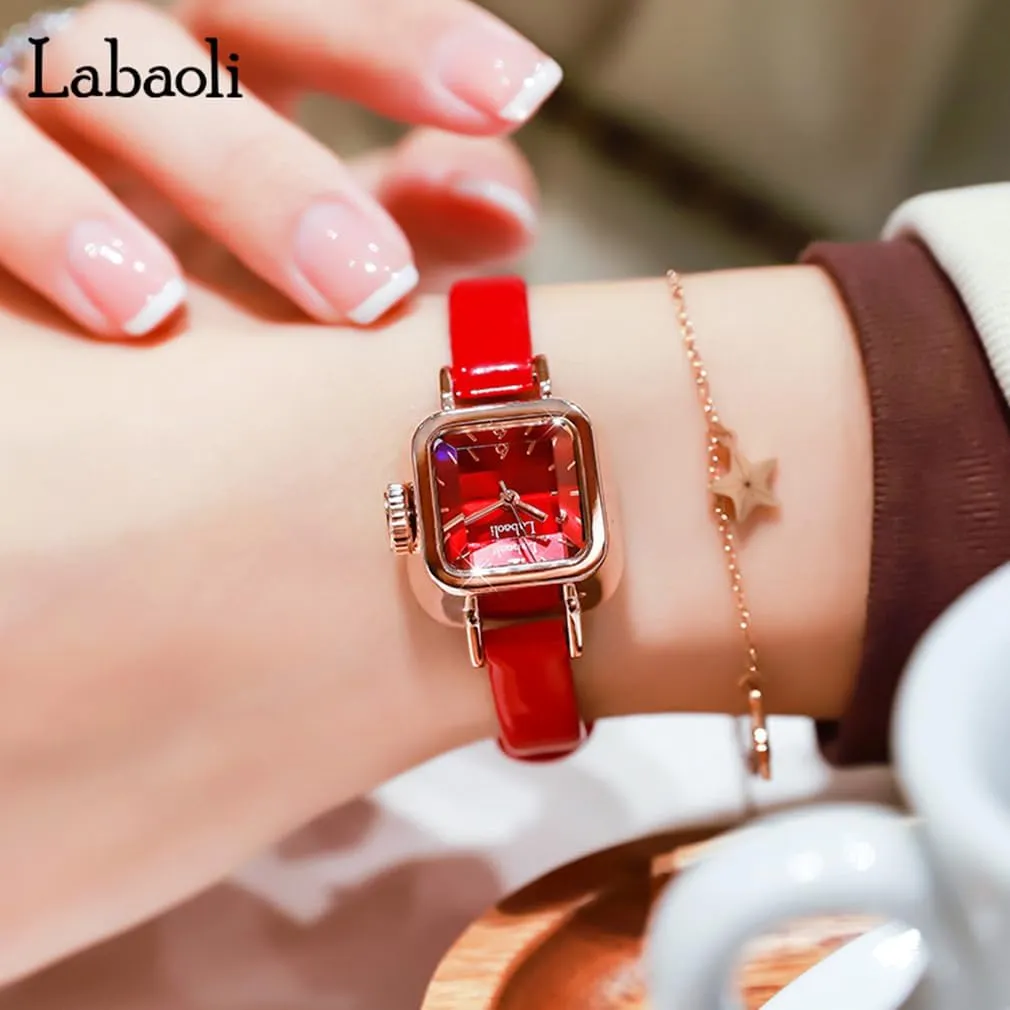 Watches for Women Diamond Square Leather Band Fashion Small Slim Light Dress Casual Simple Ladies Female Wife Girls Gifts Luxury Brown Wrist Watch