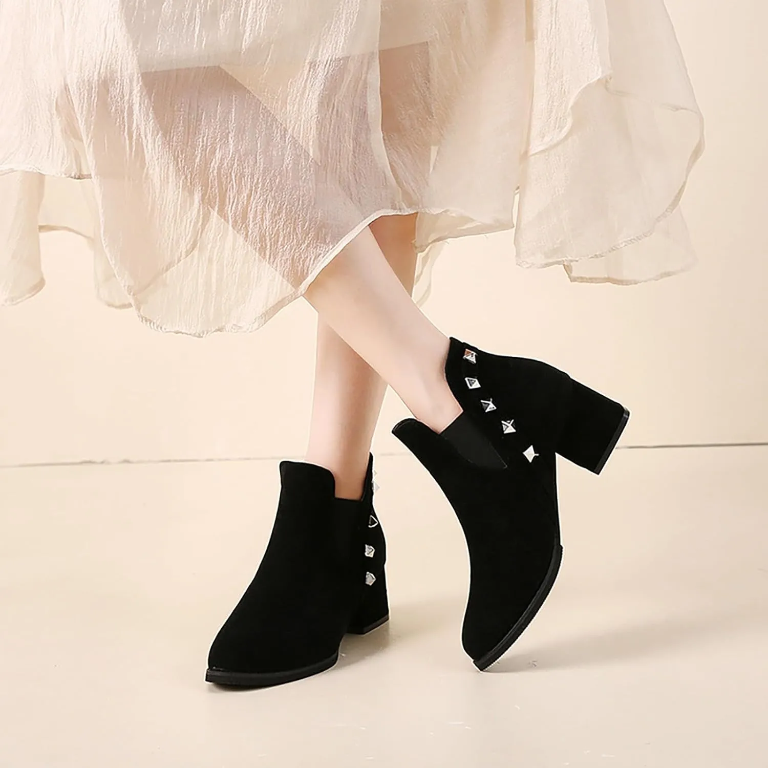 Wedge Ankle Boots Womens Western Booties Pointed Toe Ankle Boots Womens Heel Booties Women'S Ankle Boots & Booties Rhinestone Womens Booties Shoes Extra Wide Width