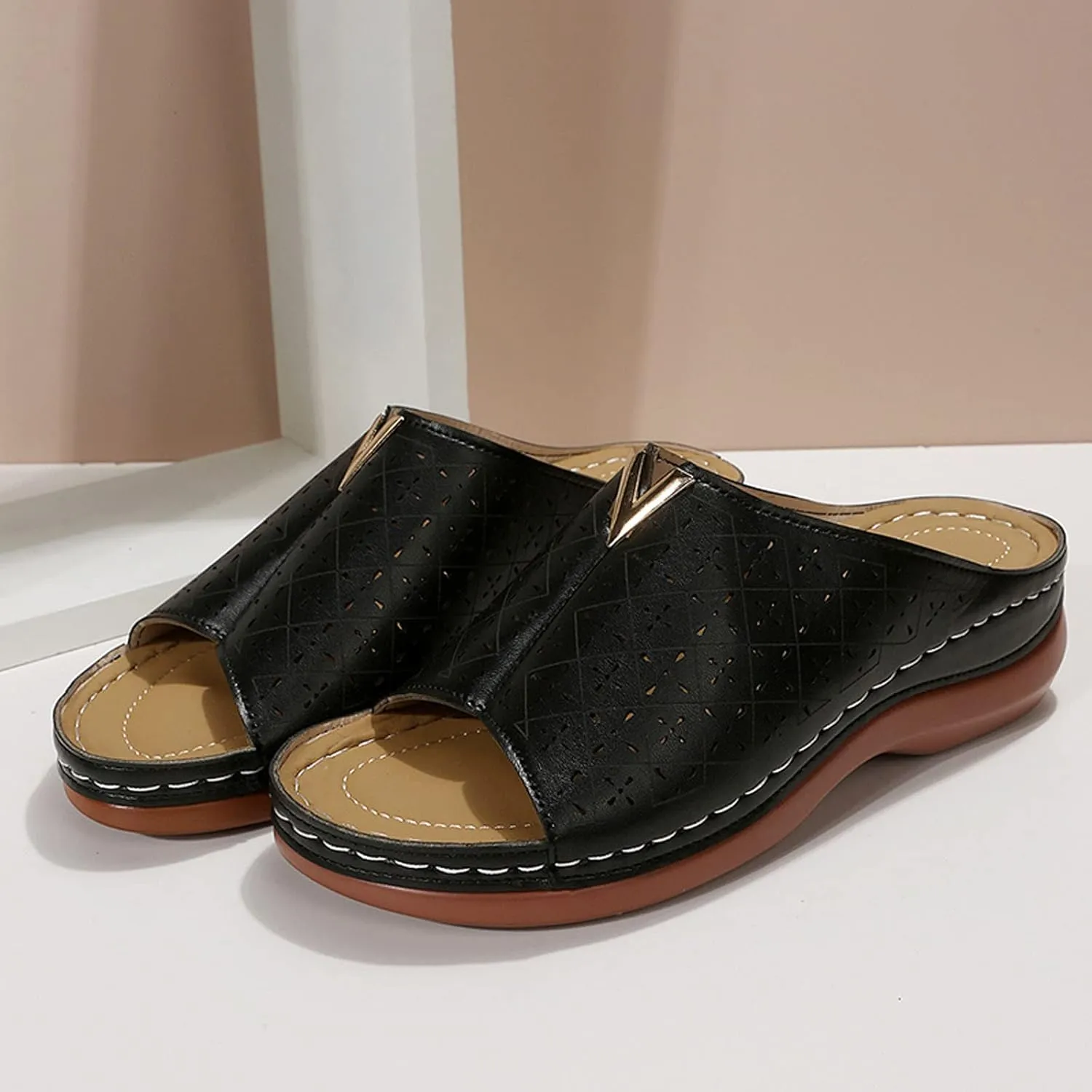 Wedge Sandals for Women White Mules Slip on Sandals Arch Support Slippers Comfortable Walking Summer Shoes2